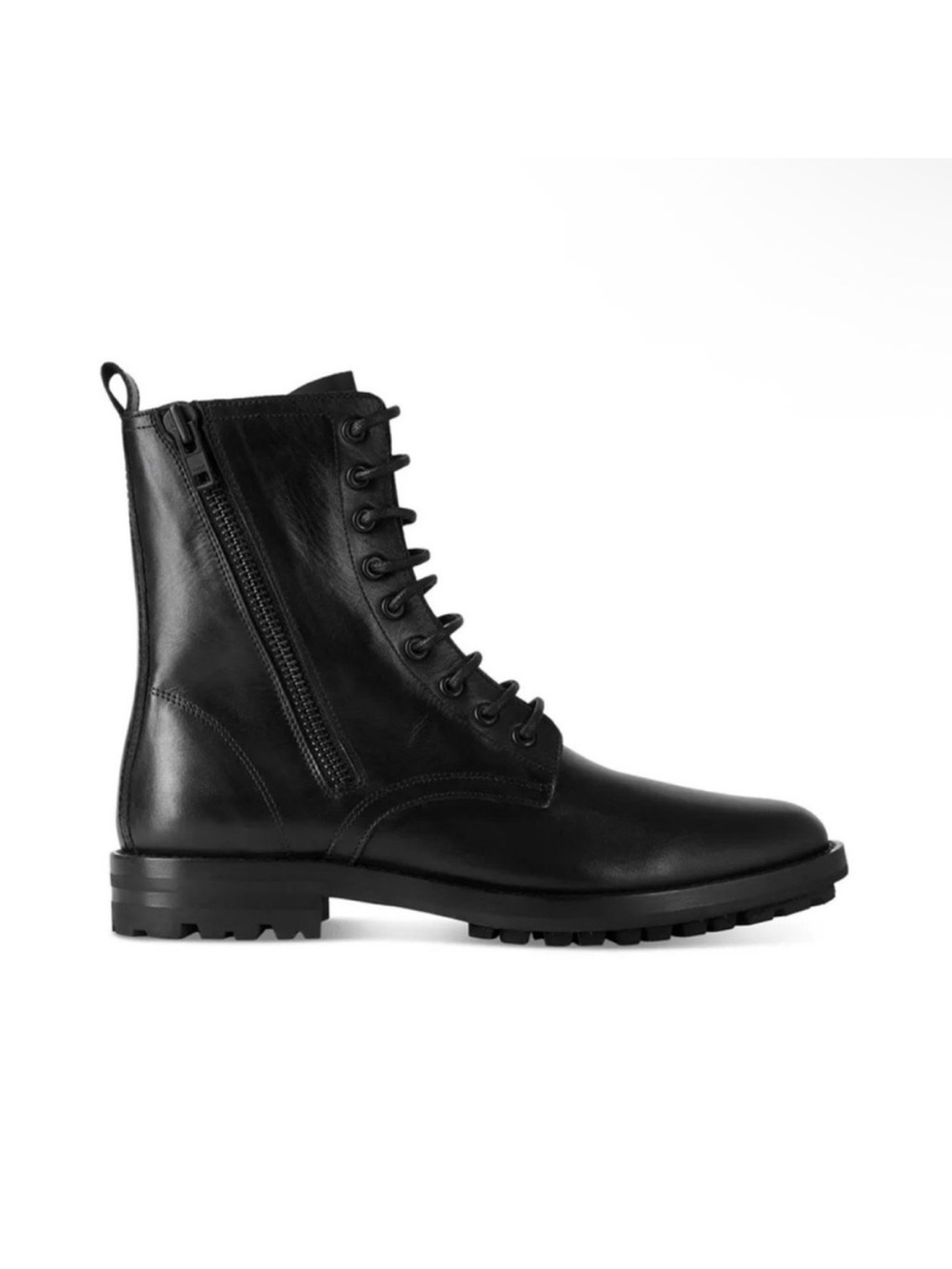 The Kooples NEW Ranger Combat Lace Up Unisex Leather Black Boots size 39